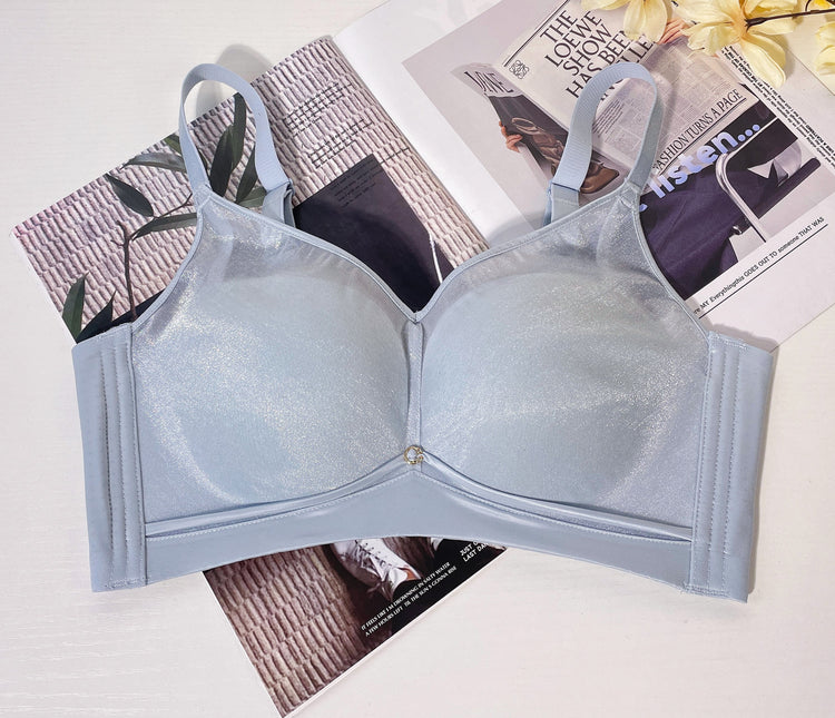 Close-up of seamless bras in grey, showing fabric texture and design details.