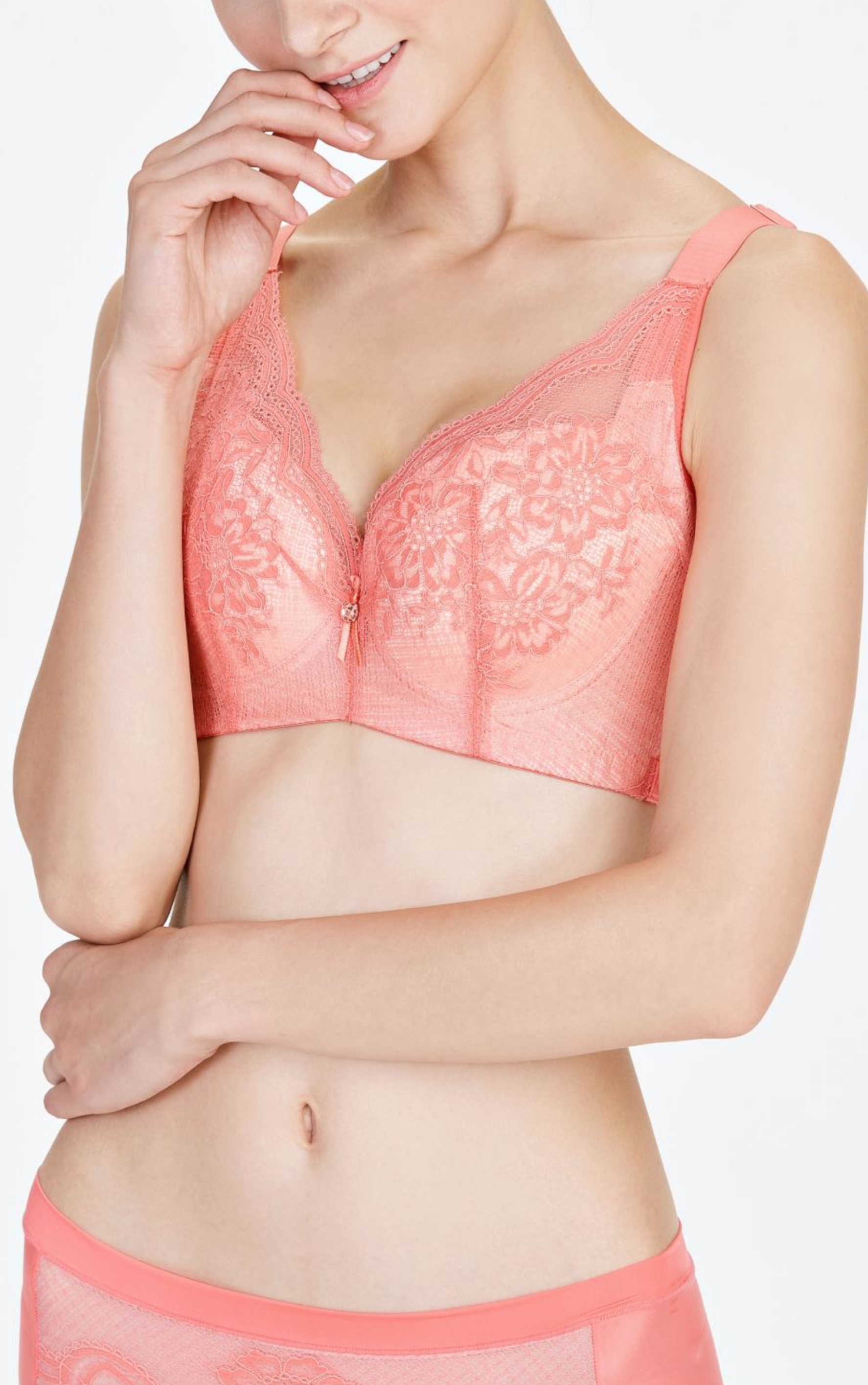 Side view of black contour bra showing removable memory wire support design