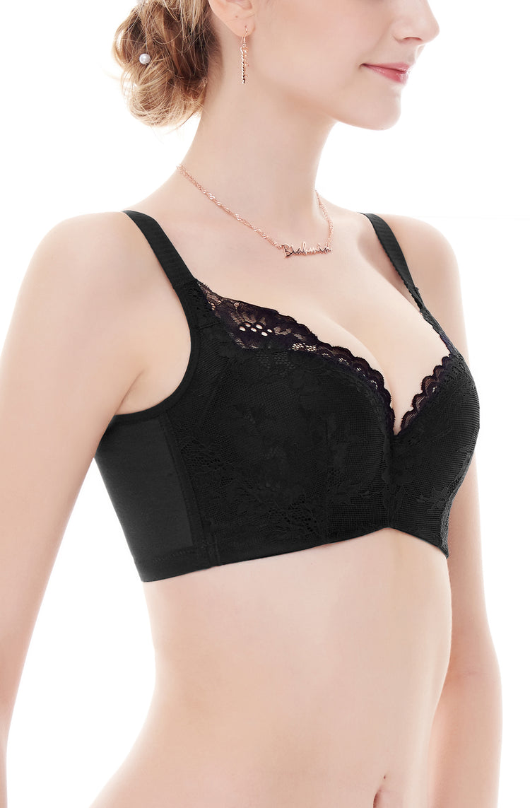 Lace Underwire Non Padded Full Coverage Bra Push Up Bra for Women B-D Cups #15618