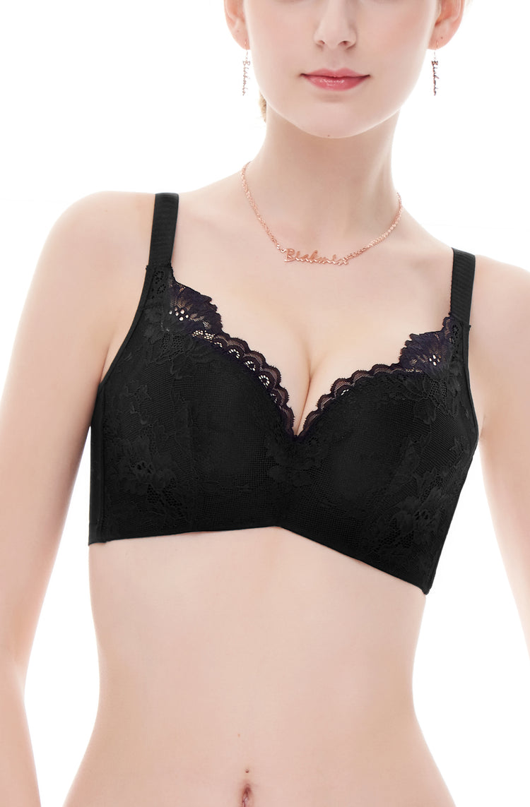 Lace Underwire Non Padded Full Coverage Bra Push Up Bra for Women B-D Cups #15618