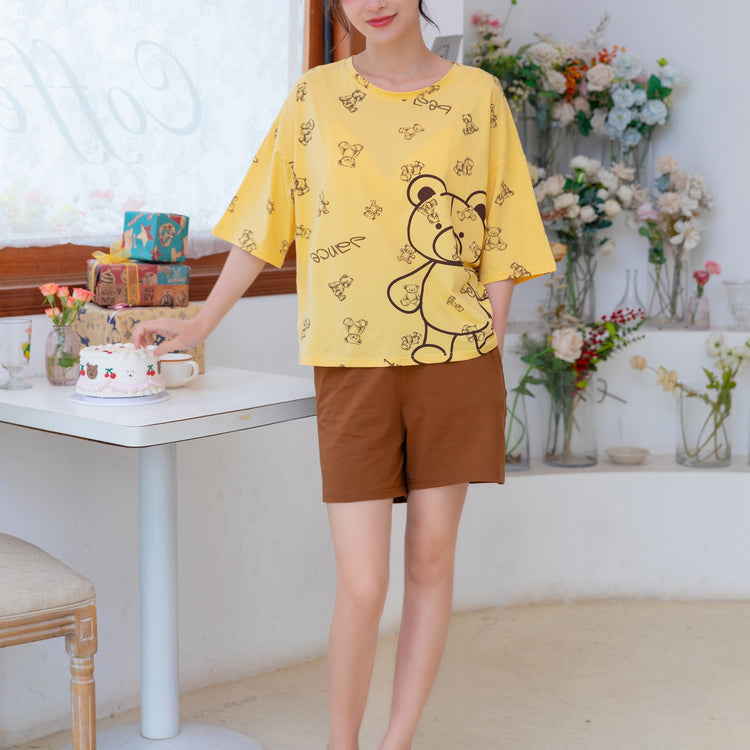 Teddy Bear Pattern Comfy Pajama Shorts #723099
