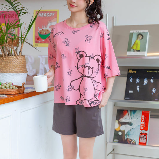 Teddy Bear Pattern Comfy Pajama Shorts #723099