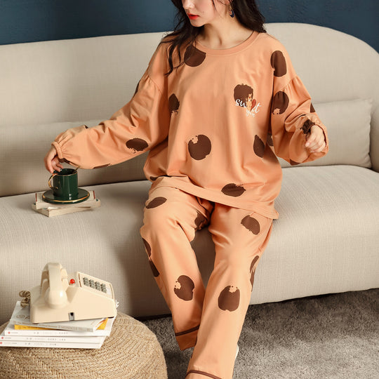 Soft Beaver Print Long Sleeve Pajamas #701019