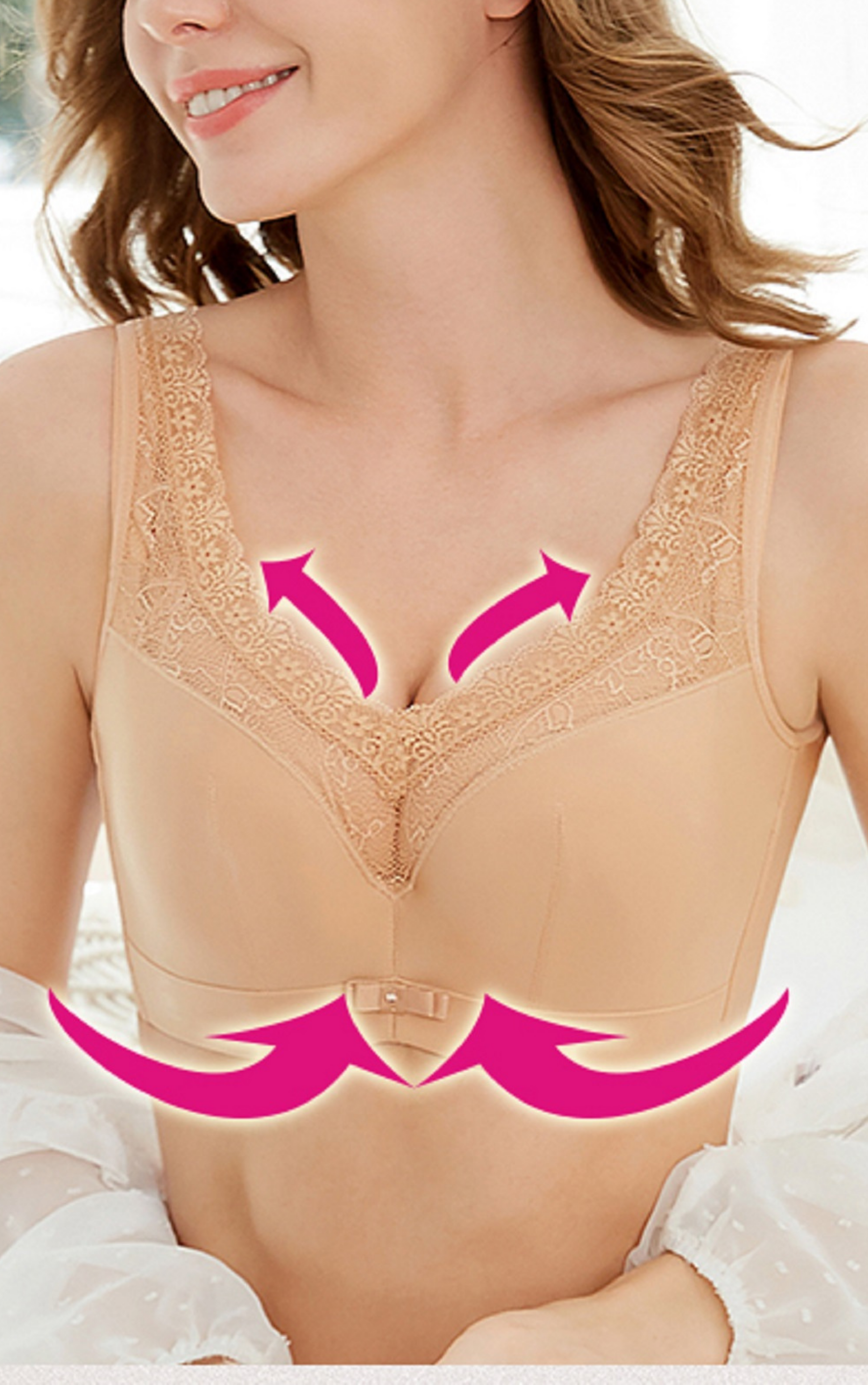 Front view of black seamless lace full coverage contour bra with breathable cotton cups
