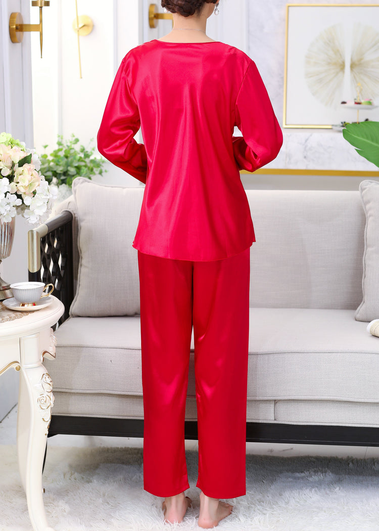 Classy Floral Lace Satin Pajamas #79001