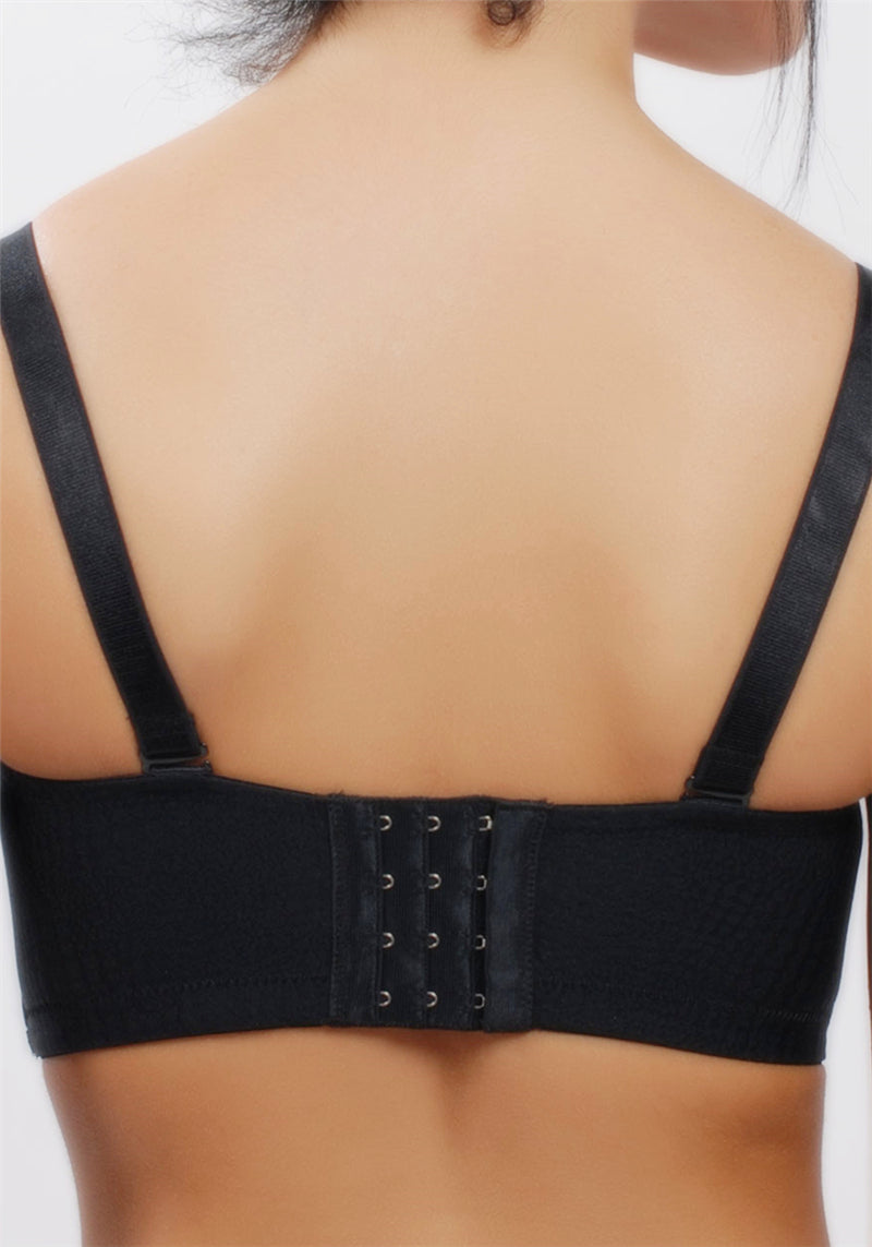 Front view of purple cotton lace tank-style wireless contour bra with lace embroidery
