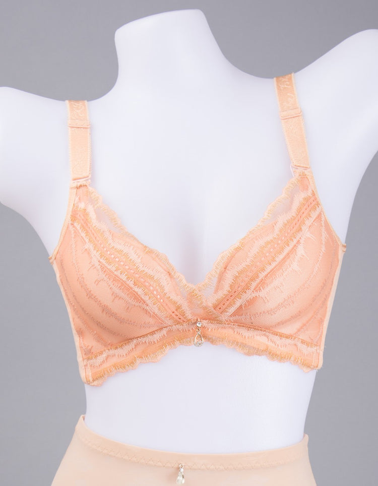 Push Up Bra for Women with Butterfly Wireless Floral Lace Design - No Underwire #18166