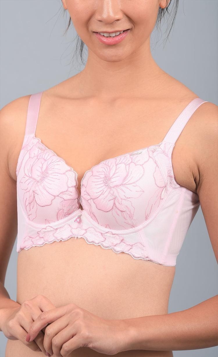 Push Up Bra for Women with Floral Lace Patterned, V Cut Lace, Seamless Underwire #11517