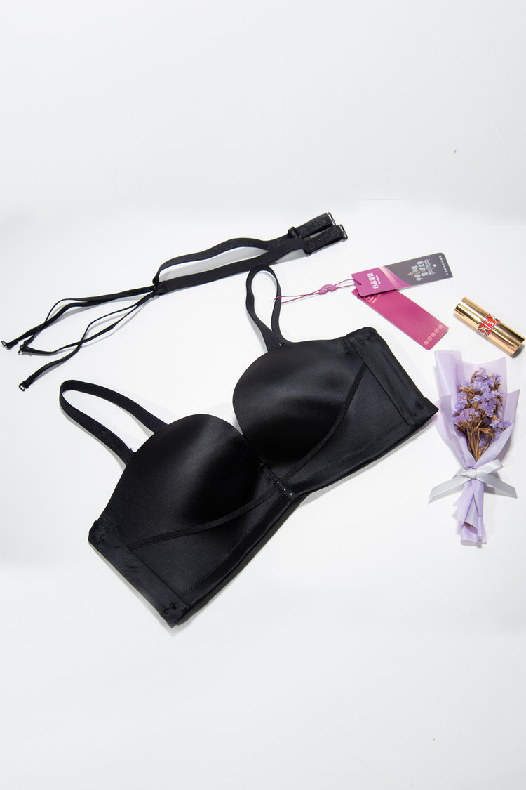Wireless Multi Way Strapless Bra - Sculptural Mold Cup (Padded) Deep V No Wire Comfortable Strapless Push Up Bra #11824