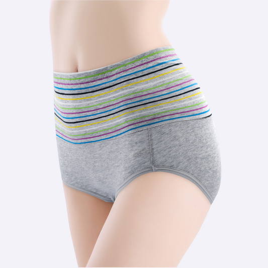 女性的棉内裤 - 高腰部透气剥落的内裤＃W8151