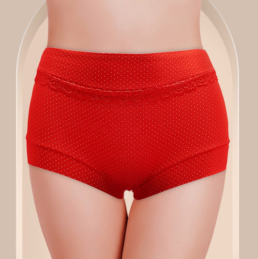 Cotton Panties for Women - Floral Lace Panty with Polka Dot Print #W8105