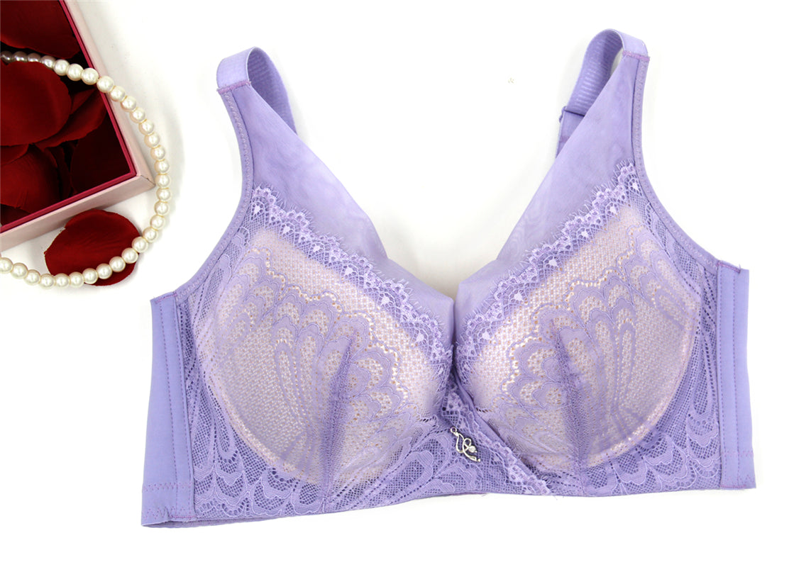 Wireless Lace Push-Up Contour Bra - Cotton Padded Plunge | Bradoria