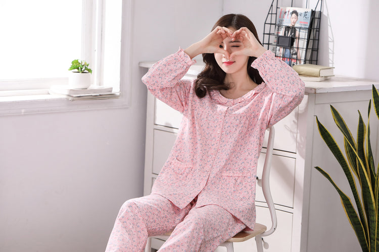 Adorable Floral Print Women's PJ - Long Sleeve Lounge Pajama Set #1688