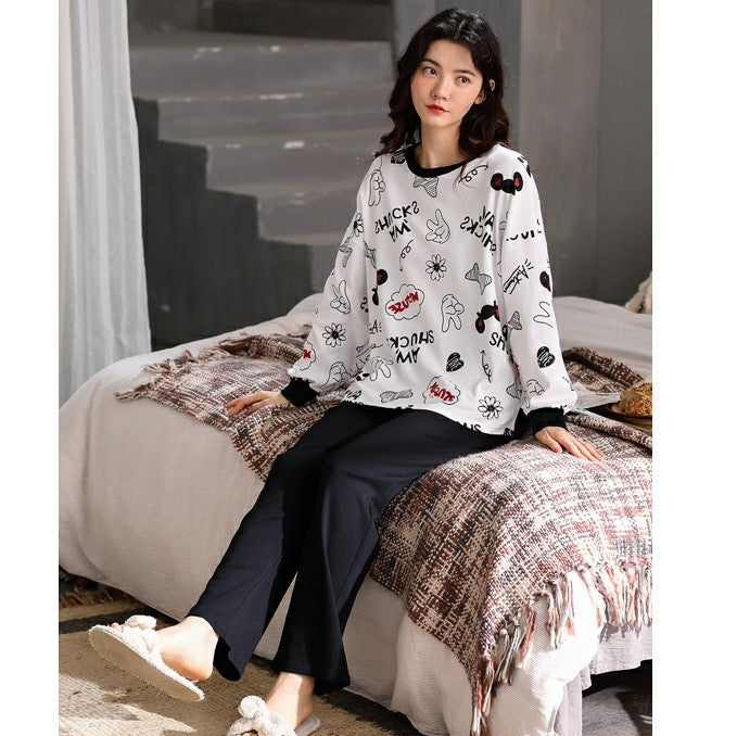 Comfy Long Sleeves Pajamas with Cute Print #73505