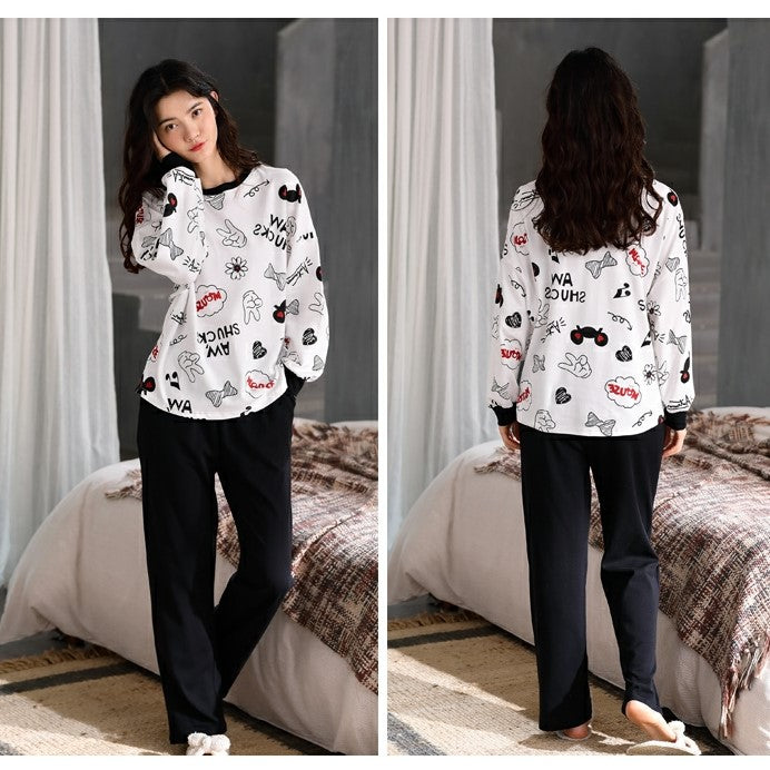 Comfy Long Sleeves Pajamas with Cute Print #73505