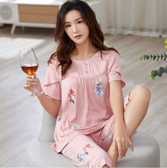 Short Sleeves Floral Beauty Pajamas #719819