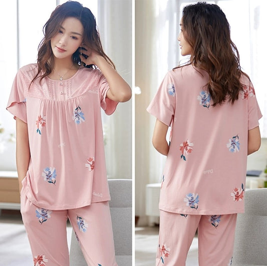 Short Sleeves Floral Beauty Pajamas #719819