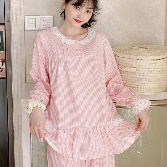 Cotton Pajamas - Pure Cotton Classic Baby Doll Long Sleeve Pajamas #73494